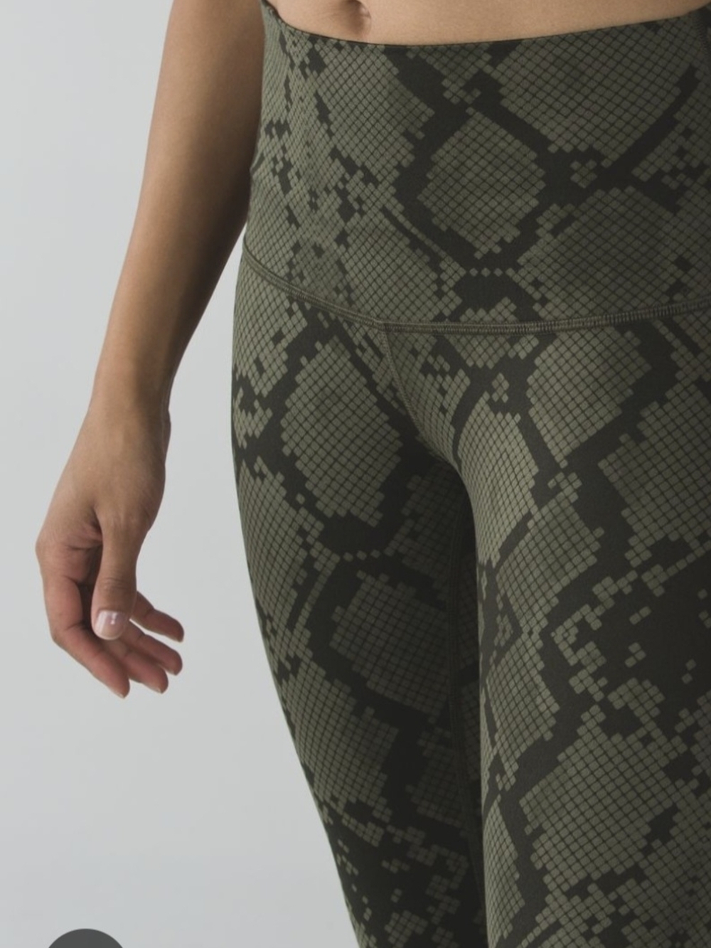 lululemon athletica Olive Green Snake Print High-Rise Leggings